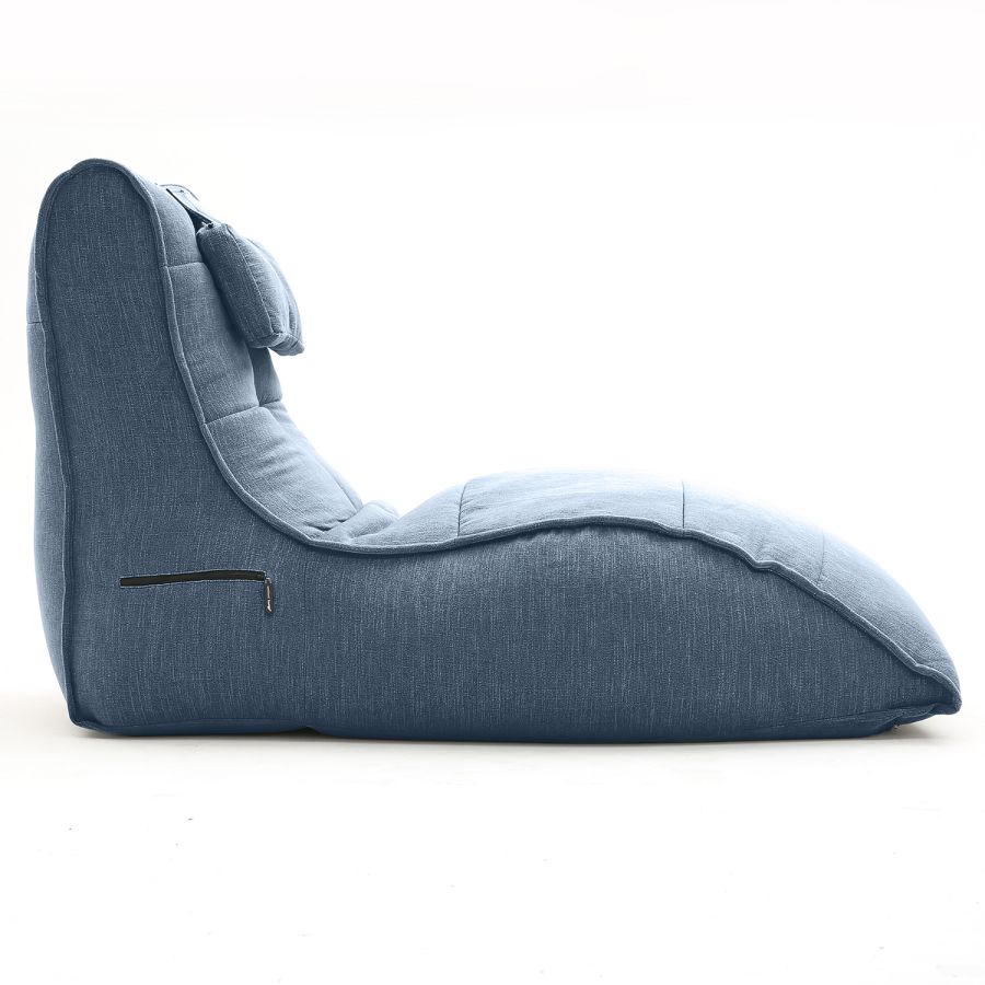 синее бескаркасный лаунж-диван Avatar Sofa шенилловое для гостиной, кабинета и лаунж-зоны — вид сбоку