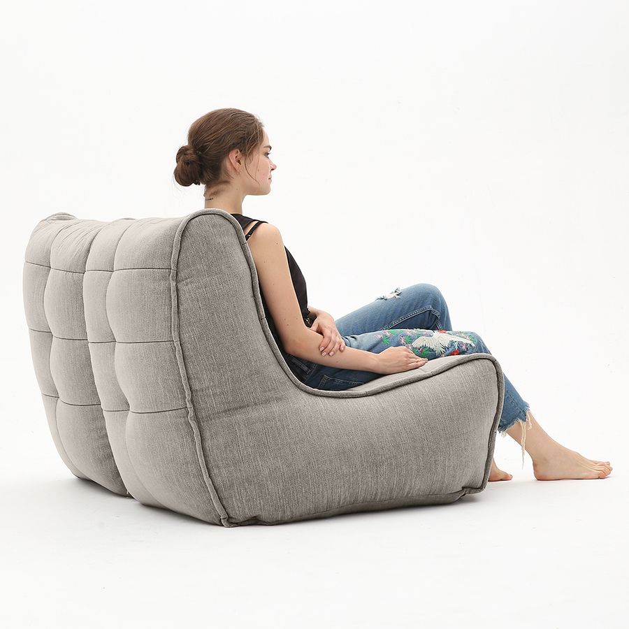 серое двойной модульный диван Twin Couch шенилловое для гостиной и переговорной — фото в интерьере