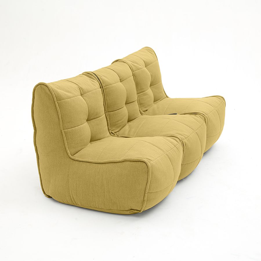 жёлтое модульный диван-кинотеатр Mod3 Movie Couch шенилловое для домашнего кинотеатра и гостиной — фото в интерьере