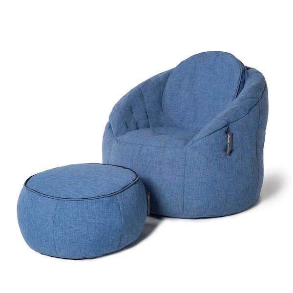 синее кресло-шезлонг бескаркасное Butterfly Chaise из Sofa Weave для гостиной, спальни и лаунж-зоны