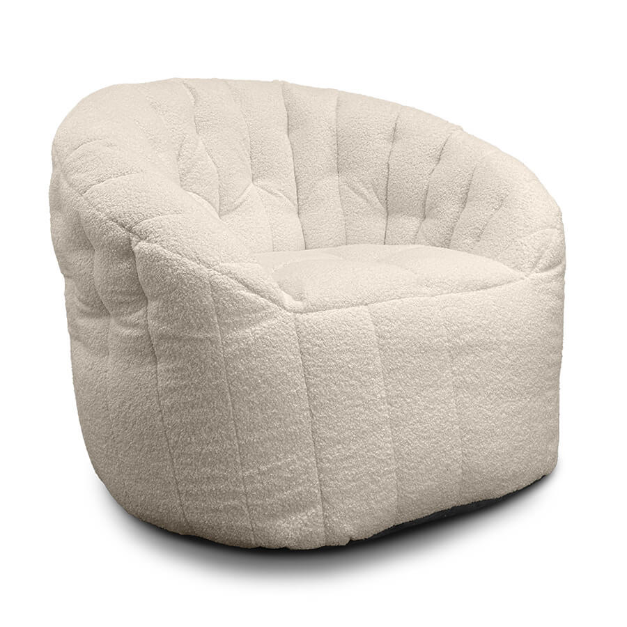 натуральное полукруглое бескаркасное кресло Butterfly Sofa из искусственного меха для гостиной, домашнего кинотеатра и офиса — вид сбоку