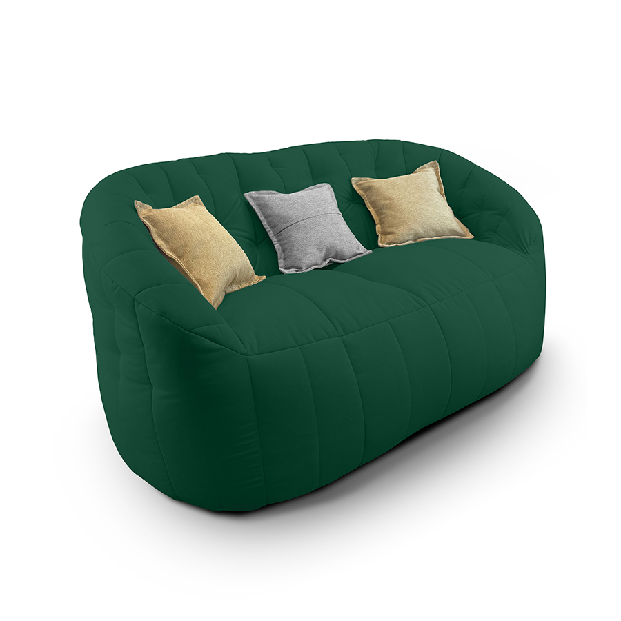 зелёное двойной бескаркасный диван Butterfly Twin Sofa велюровое для гостиной и домашнего кинотеатра