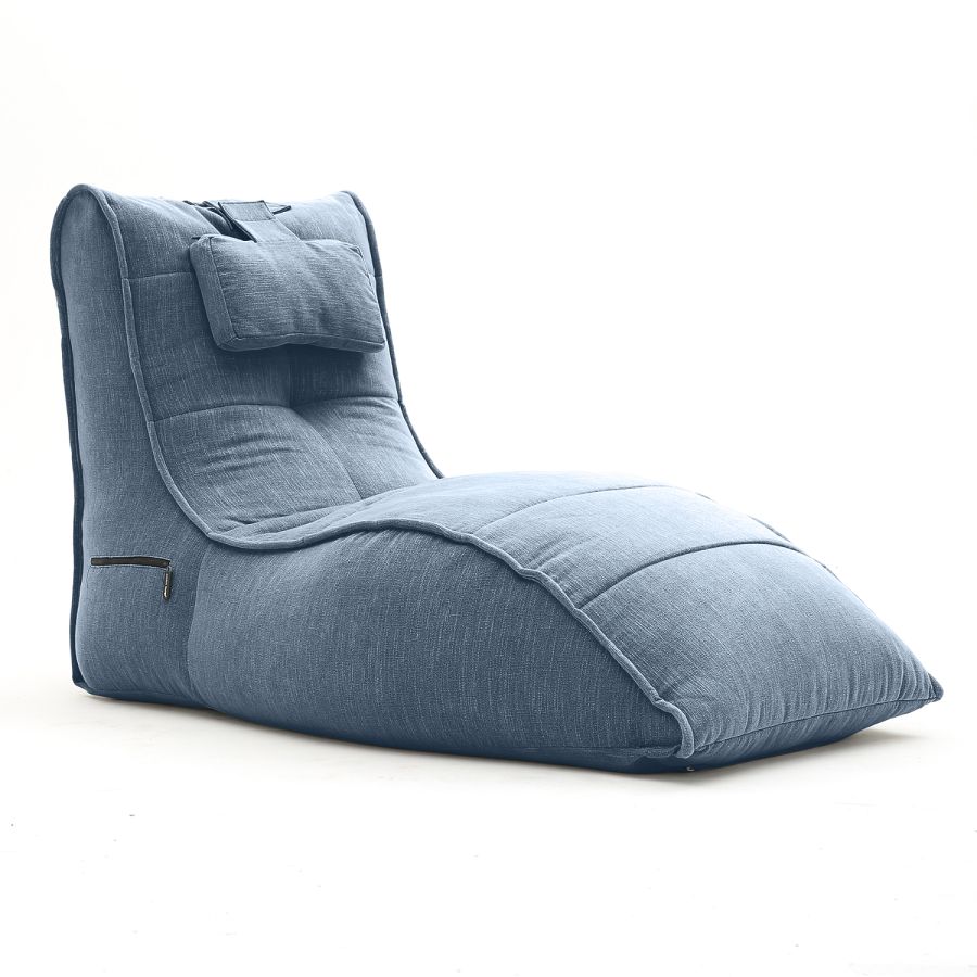 синее бескаркасный лаунж-диван Avatar Sofa шенилловое для гостиной, кабинета и лаунж-зоны — фото в интерьере