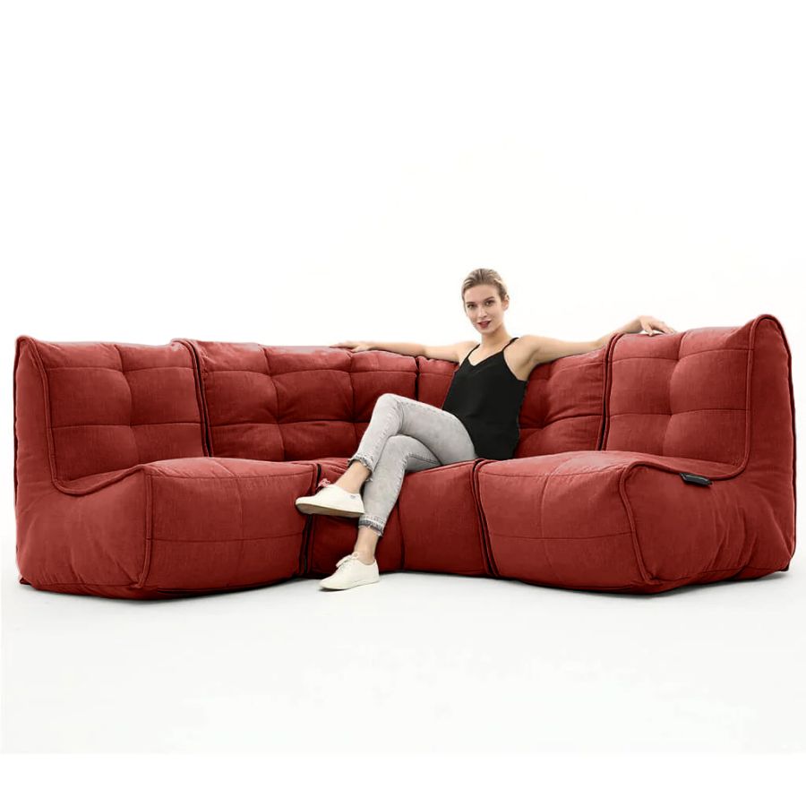 красное угловой модульный диван Mod3 Cozy Corner шенилловое для гостиной и кабинета