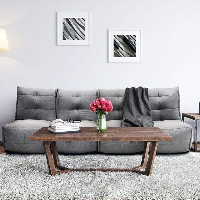 серое четырёхместный модульный диван Mod4 Quad Couch из Sofa Weave для гостиной и домашнего кинотеатра