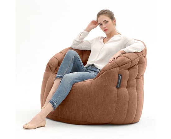 терракотовое полукруглое бескаркасное кресло Butterfly Sofa шенилловое для гостиной, домашнего кинотеатра и офиса