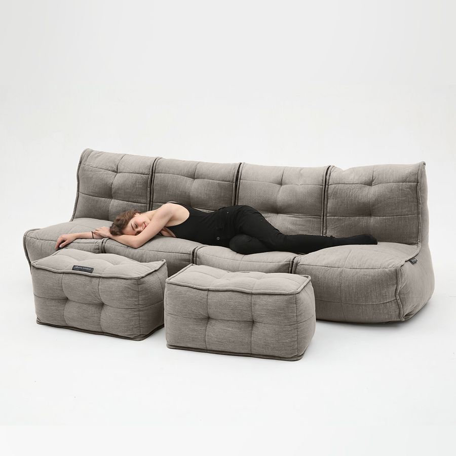 серое четырёхместный модульный диван Mod4 Quad Couch шенилловое для гостиной и домашнего кинотеатра