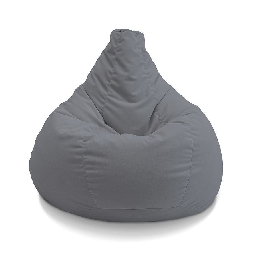 тёмно-серое классический пуф-мешок Bean Bag велюровое для детской, игровой и офиса
