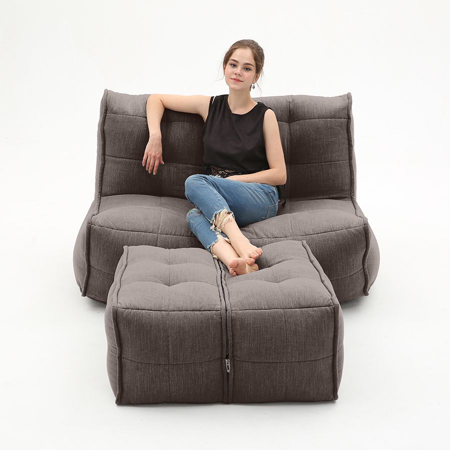 шоколадное просторный модульный диван Twin Couch Deluxe шенилловое для гостиной и лаунж-зоны — крупный план