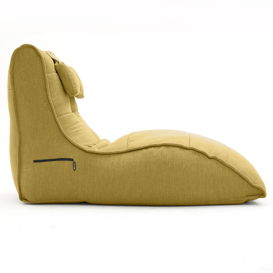 жёлтое бескаркасный лаунж-диван Avatar Sofa шенилловое для гостиной, кабинета и лаунж-зоны — вид сбоку