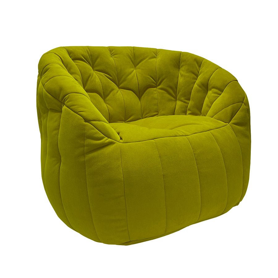 зелёное полукруглое бескаркасное кресло Butterfly Sofa велюровое — дизайн и качество