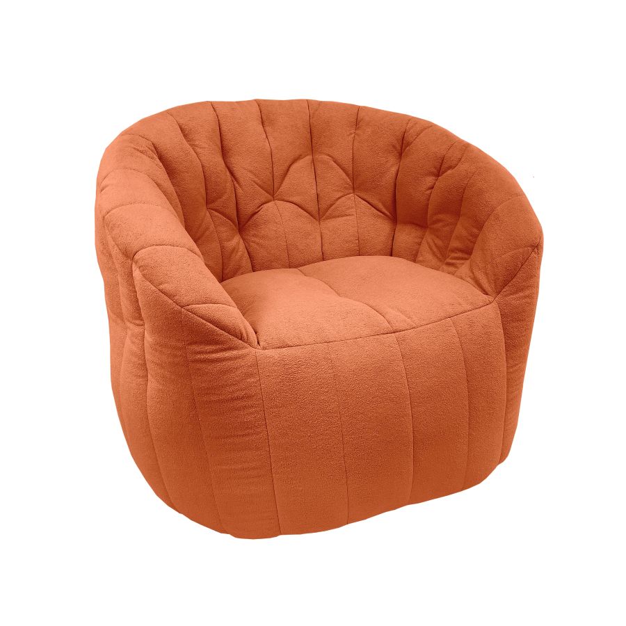 терракотовое полукруглое бескаркасное кресло Butterfly Sofa в интерьере гостиная