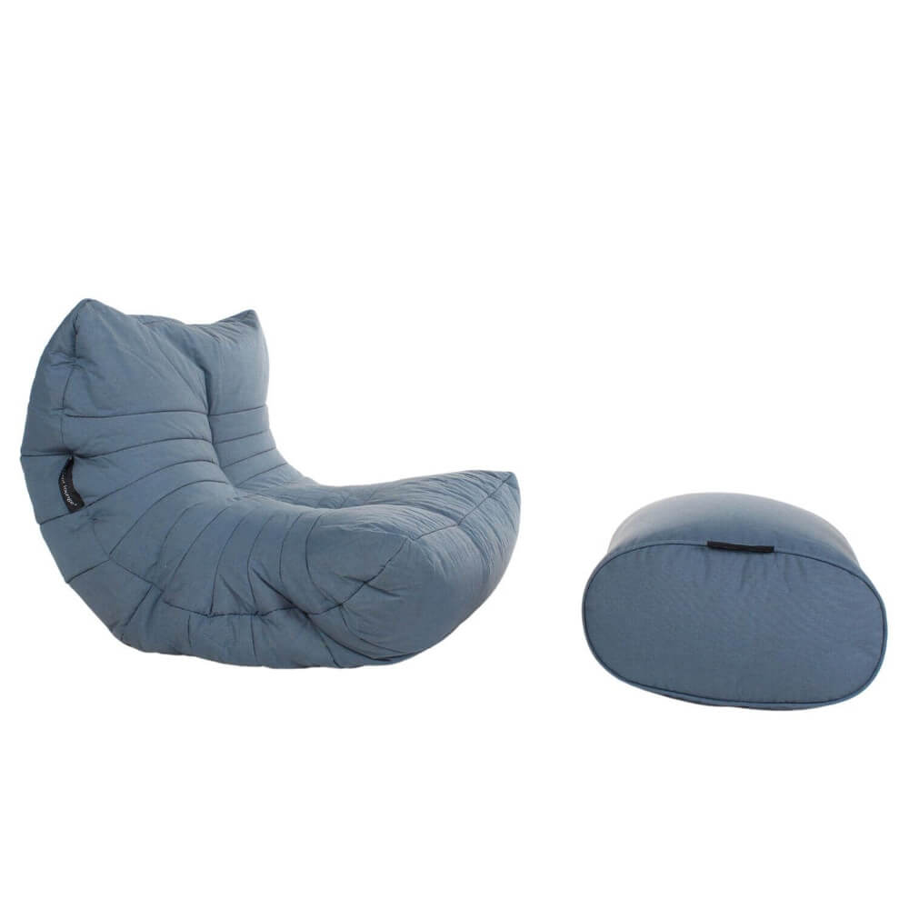 джинсово-синее акустический бескаркасный диван Acoustic Sofa уличное из олефина в интерьере офис