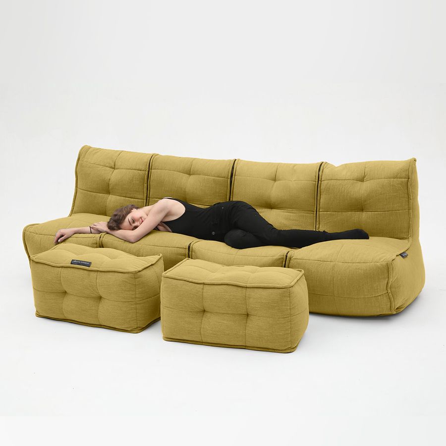 жёлтое четырёхместный модульный диван Mod4 Quad Couch шенилловое для гостиной и домашнего кинотеатра