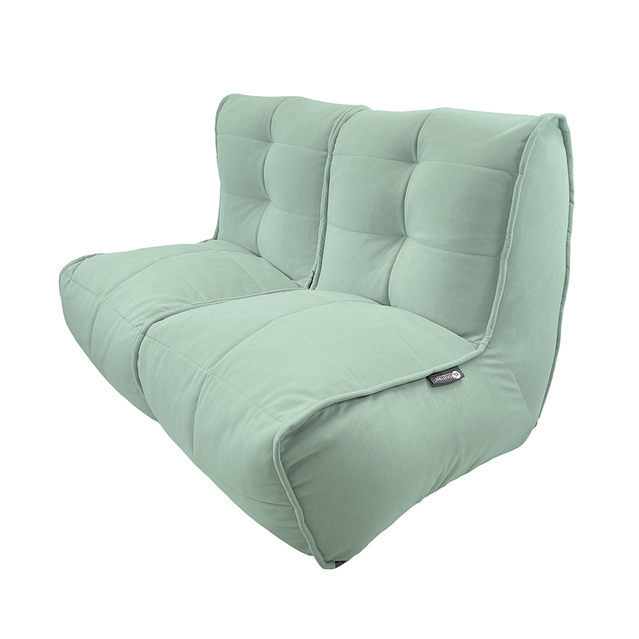 мятное двойной модульный диван Twin Couch велюровое для гостиной и переговорной
