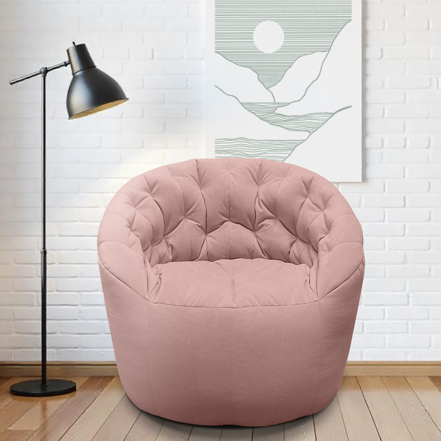 Купить лёгкое бескаркасное кресло Butterfly Light Sofa - Purple Rain (пудровый розовый Велюр)