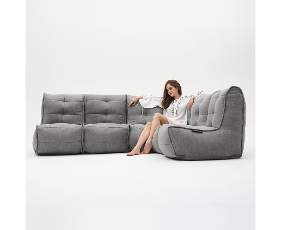 тёмно-серое Г-образный модульный диван Mod4 L Sofa шенилловое для гостиной и зала