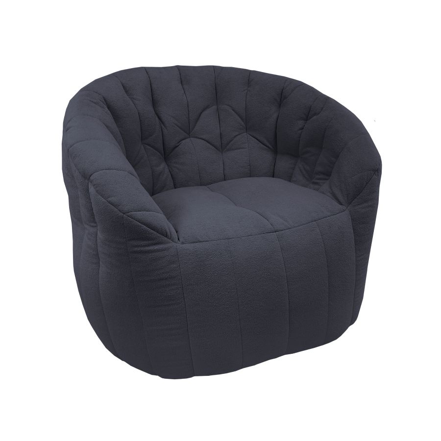 тёмно-серое полукруглое бескаркасное кресло Butterfly Sofa в интерьере гостиная