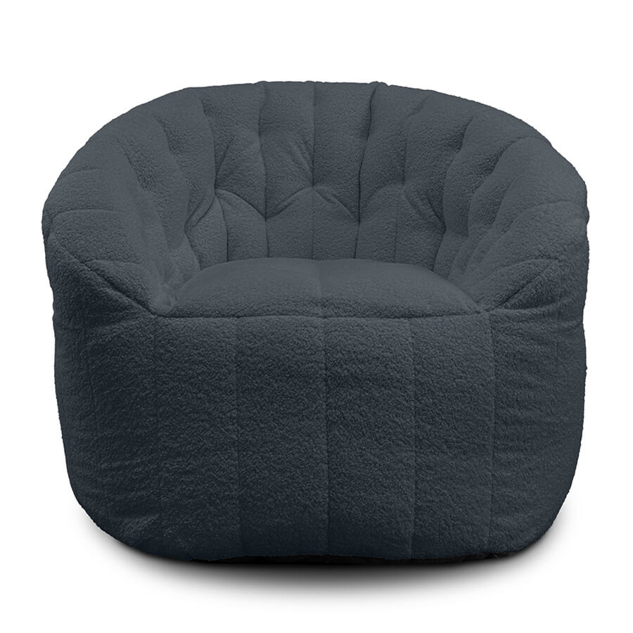 тёмно-серое полукруглое бескаркасное кресло Butterfly Sofa из искусственного меха для гостиной, домашнего кинотеатра и офиса