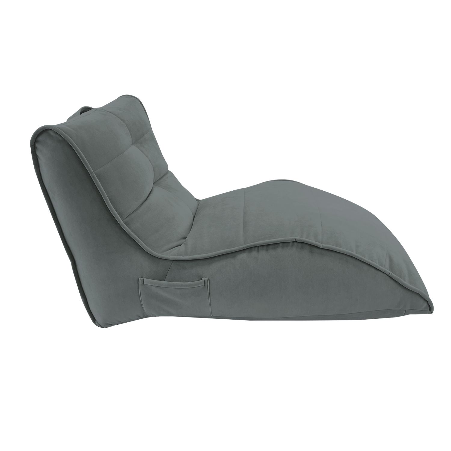 серое бескаркасный лаунж-диван Avatar Sofa велюровое для гостиной, кабинета и лаунж-зоны — крупный план