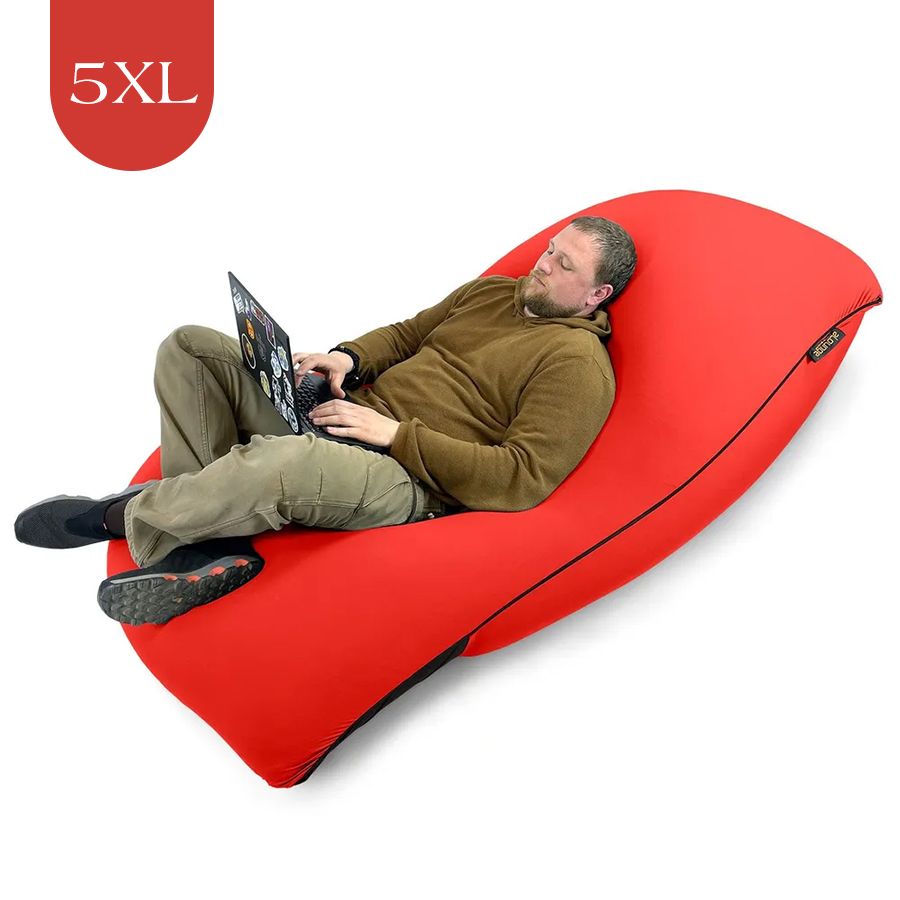 красное мягкое кресло-мешок SNUGG эластичное (спандекс) для детской, гостиной и игровой зоны — фото в интерьере