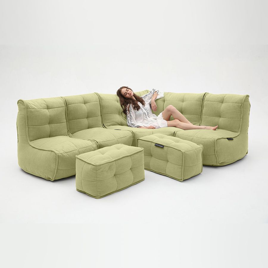 зелёное большой лаунж-гарнитур Mod5 Living Lounge шенилловое для гостиной и event-пространства — фото в интерьере