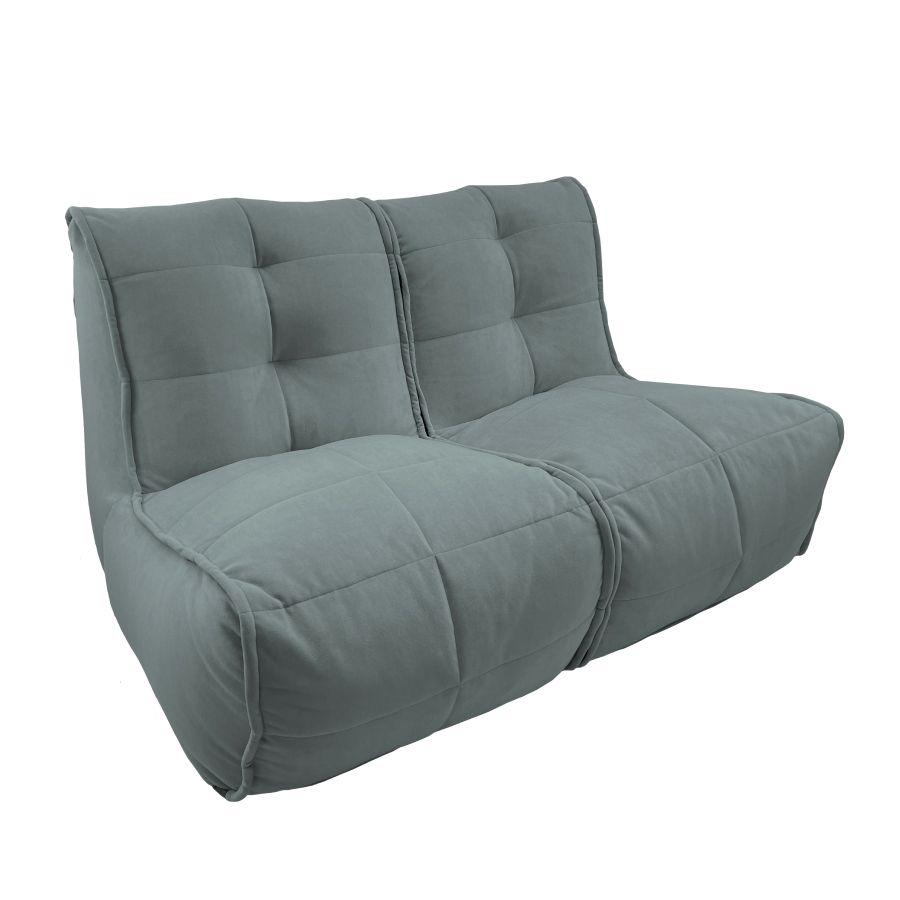 серое двойной модульный диван Twin Couch велюровое для гостиной и переговорной