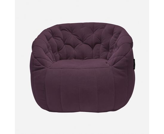 баклажановое полукруглое бескаркасное кресло Butterfly Sofa велюровое для гостиной, домашнего кинотеатра и офиса — крупный план
