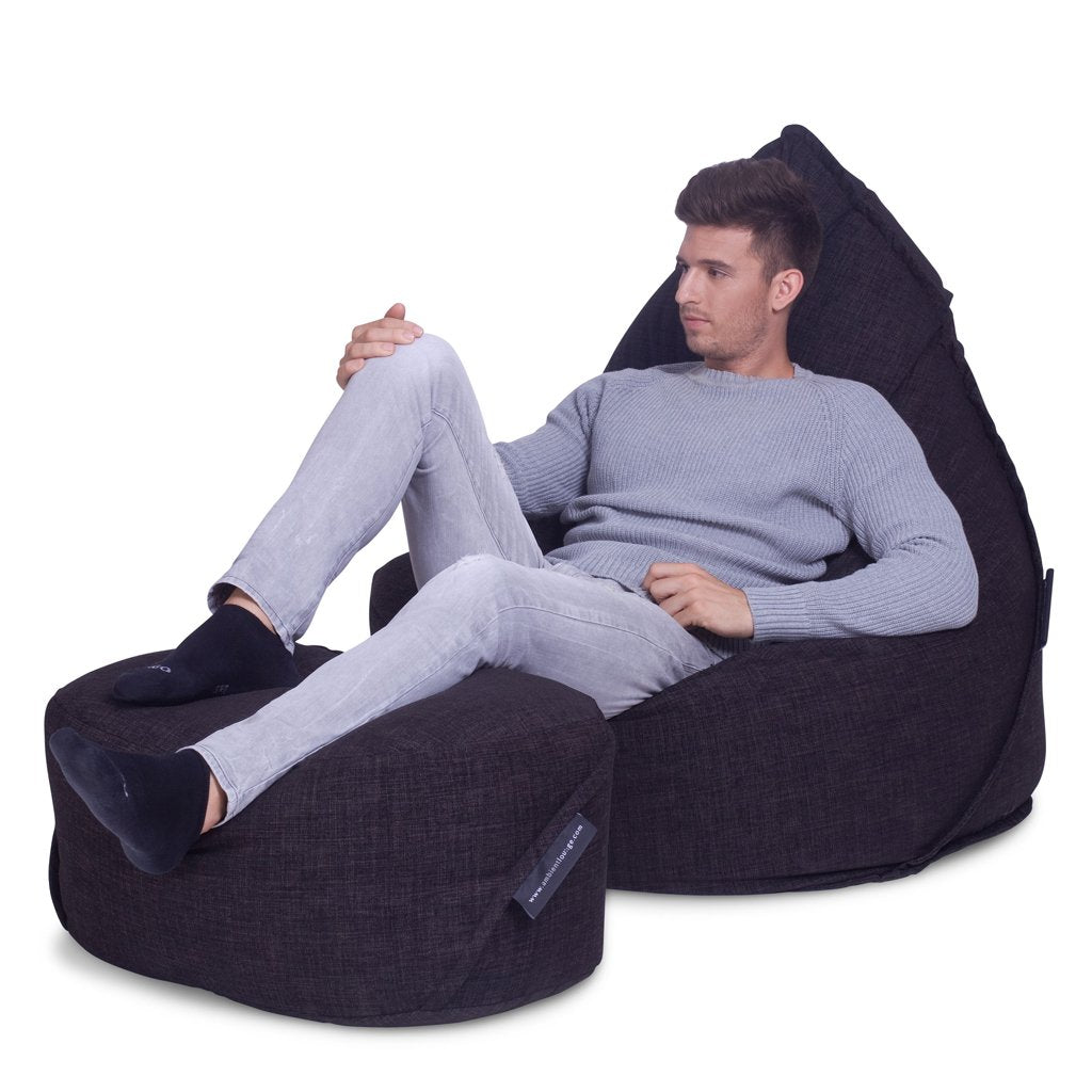 чёрное-графитовое бескаркасный диван Harmony Sofa шенилловое для гостиной и переговорной комнаты — фото в интерьере