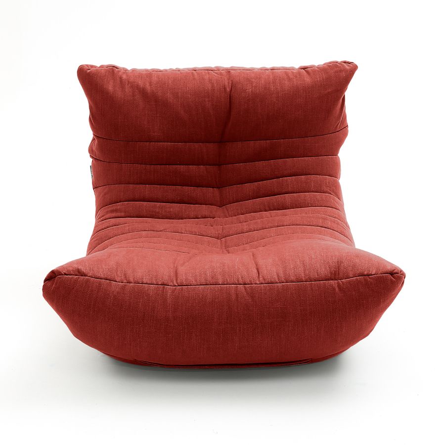 красное акустический бескаркасный диван Acoustic Sofa шенилловое для домашнего кинотеатра, офиса и студии — вид сбоку