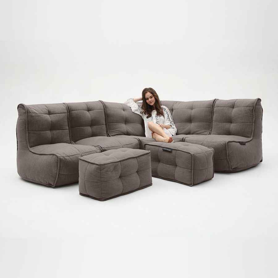 шоколадное большой лаунж-гарнитур Mod5 Living Lounge шенилловое для гостиной и event-пространства — вид сбоку