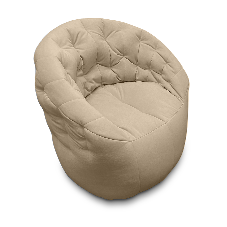 Купить лёгкое бескаркасное кресло Butterfly Light Sofa - Eco Weave (бежевый Велюр)