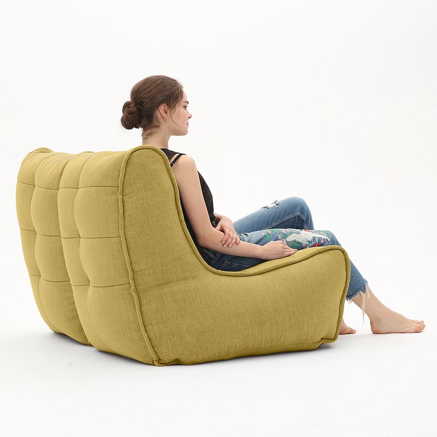 жёлтое двойной модульный диван Twin Couch шенилловое для гостиной и переговорной — фото в интерьере