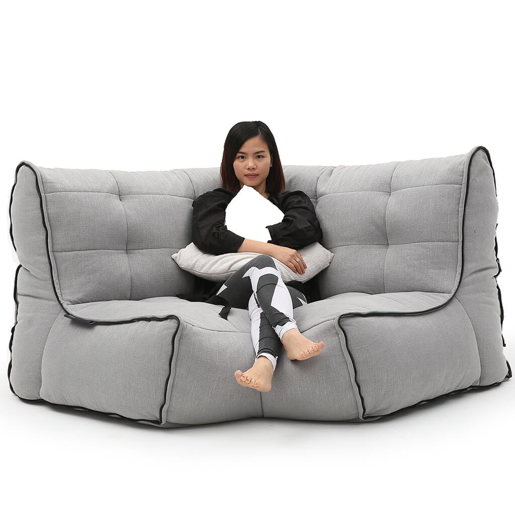 серое угловой элемент дивана Twin Modular Corner из Sofa Weave для гостиной — угловой модуль — вид сбоку