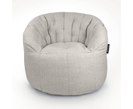 светло-серое полукруглое бескаркасное кресло Butterfly Sofa из рогожки для гостиной, домашнего кинотеатра и офиса