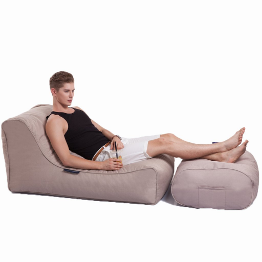 серо-бежевое уличный шезлонг Studio Chaise уличное (Oxford) для террасы, бассейна и сада