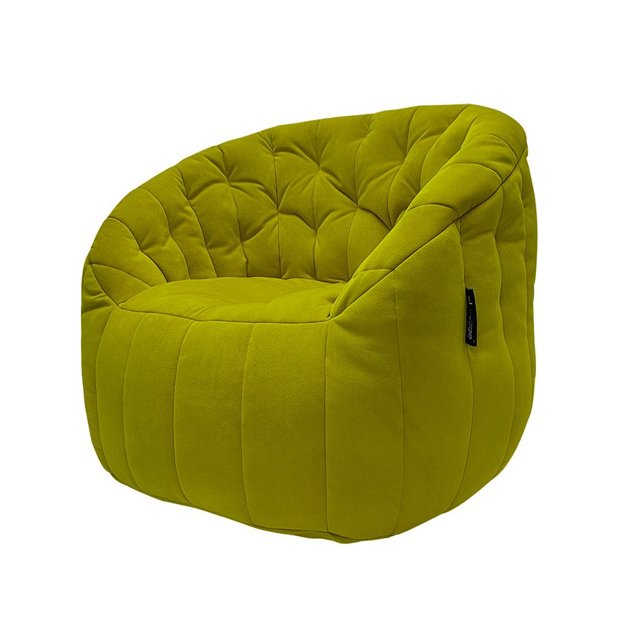 зелёное полукруглое бескаркасное кресло Butterfly Sofa велюровое для гостиной, домашнего кинотеатра и офиса