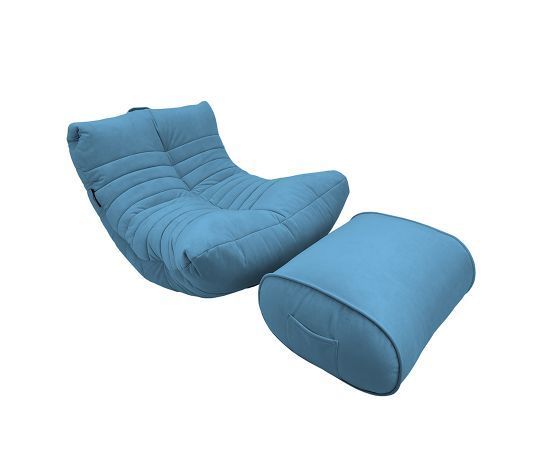 синее акустическое кресло-мешок Acoustic Lounge велюровое для офиса, переговорной и студии