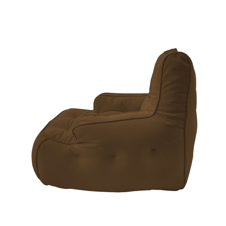 шоколадное уличное лаунж-кресло Tranquility Armchair велюровое для террасы, сада и веранды