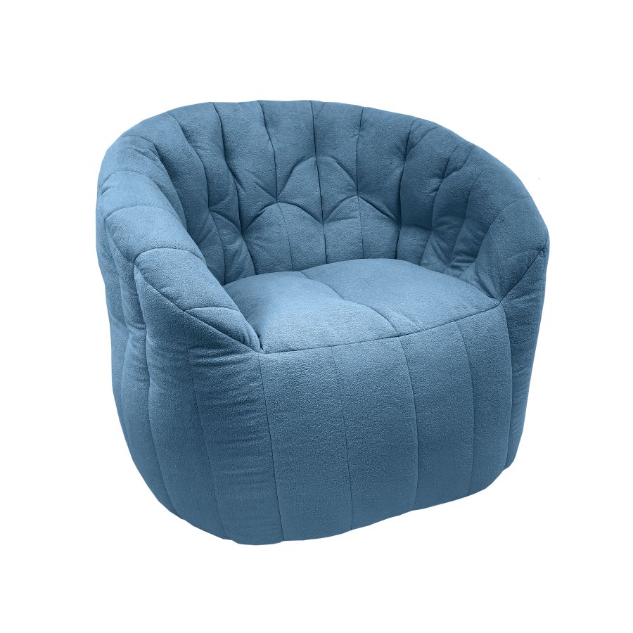 синее полукруглое бескаркасное кресло Butterfly Sofa в интерьере гостиная
