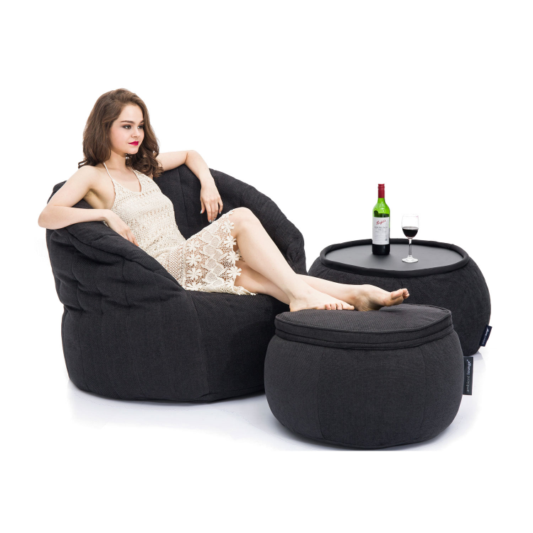 чёрное-графитовое комплект бескаркасной мебели Contempo Package из Sofa Weave в интерьере гостиная