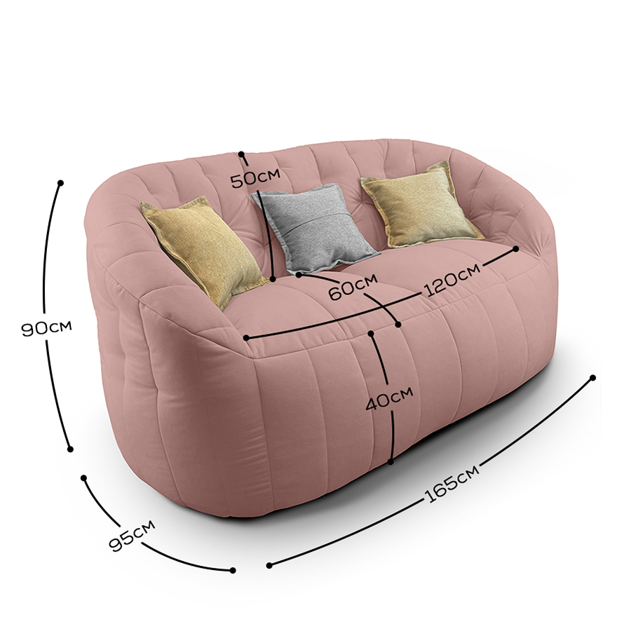 пудровое двойной бескаркасный диван Butterfly Twin Sofa велюровое для гостиной и домашнего кинотеатра
