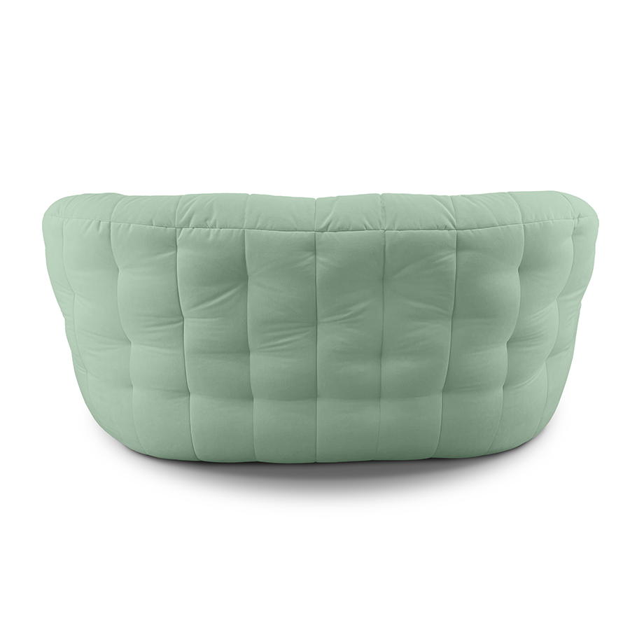 мятное двойной бескаркасный диван Butterfly Twin Sofa велюровое для гостиной и домашнего кинотеатра — вид сбоку