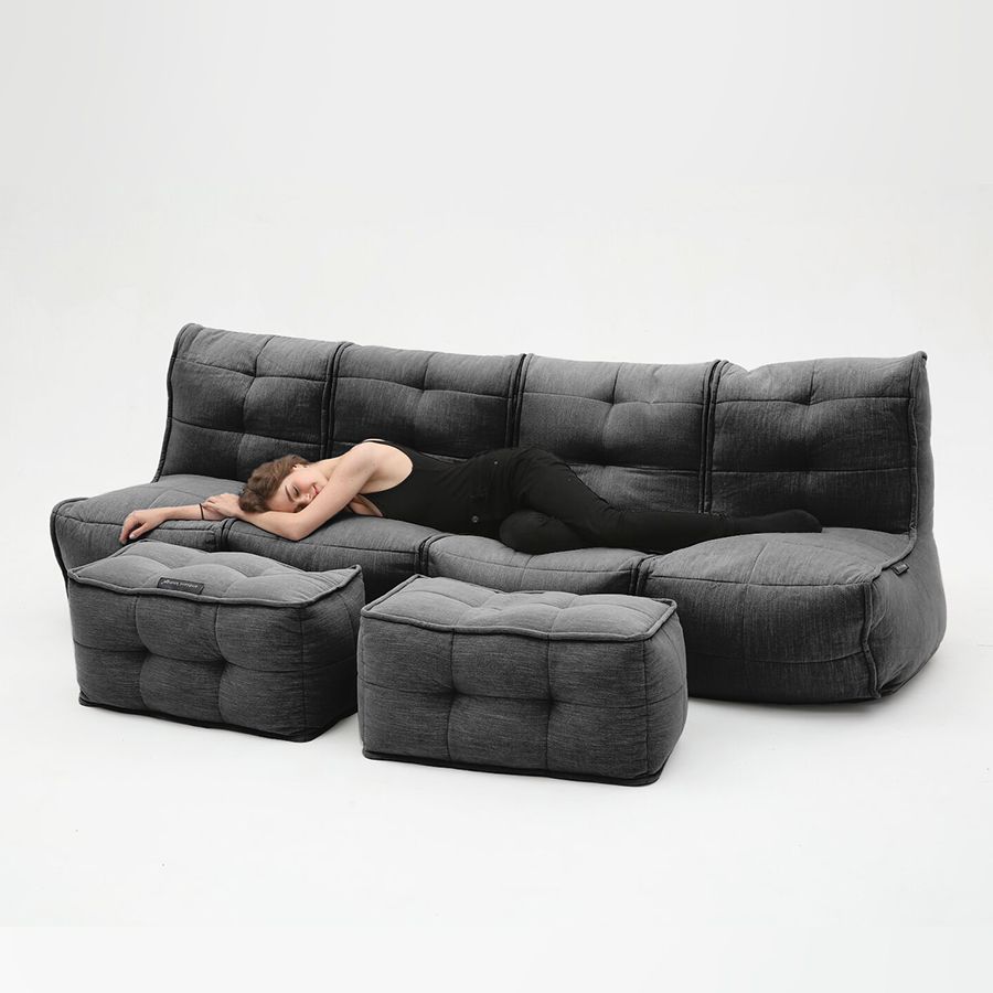 чёрное-графитовое четырёхместный модульный диван Mod4 Quad Couch шенилловое для гостиной и домашнего кинотеатра