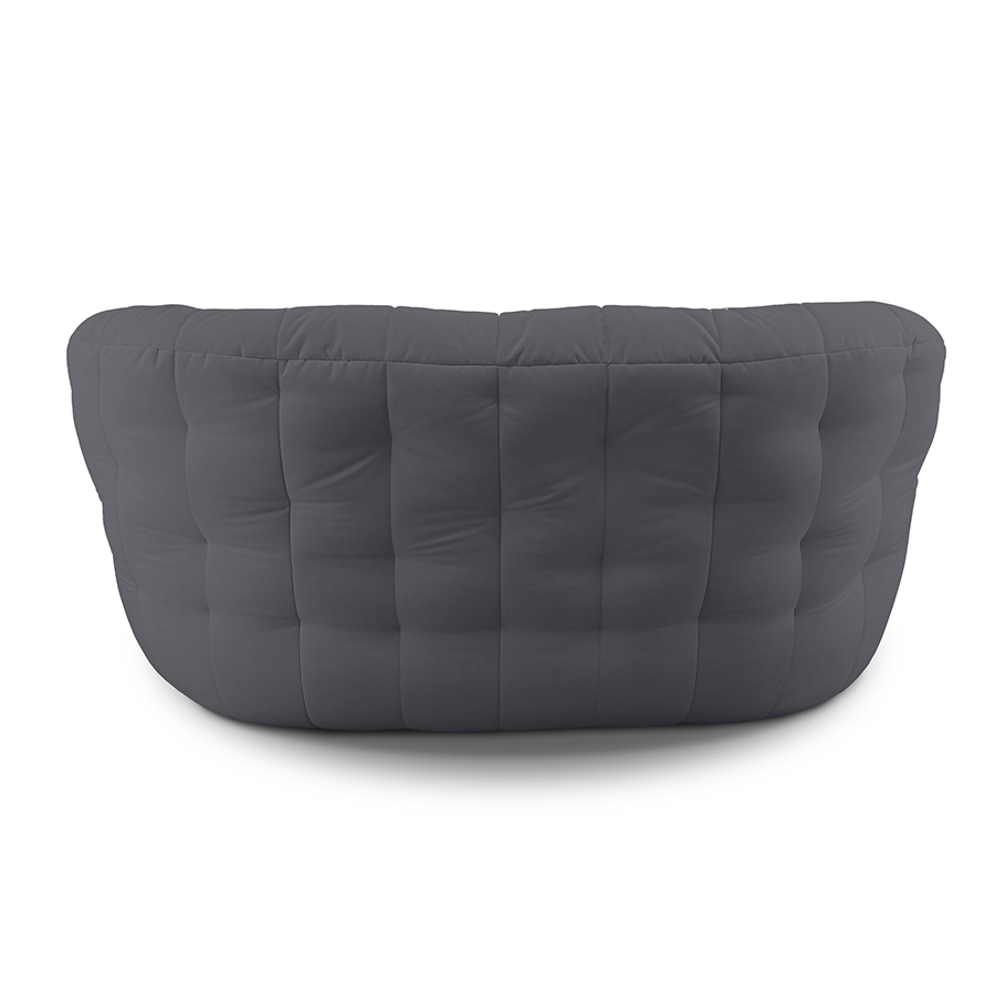 тёмно-серое двойной бескаркасный диван Butterfly Twin Sofa велюровое для гостиной и домашнего кинотеатра — фото в интерьере
