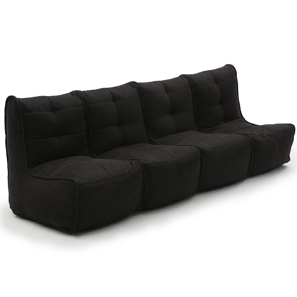 чёрное-графитовое четырёхместный модульный диван Mod4 Quad Couch из Sofa Weave для гостиной и домашнего кинотеатра — вид сбоку
