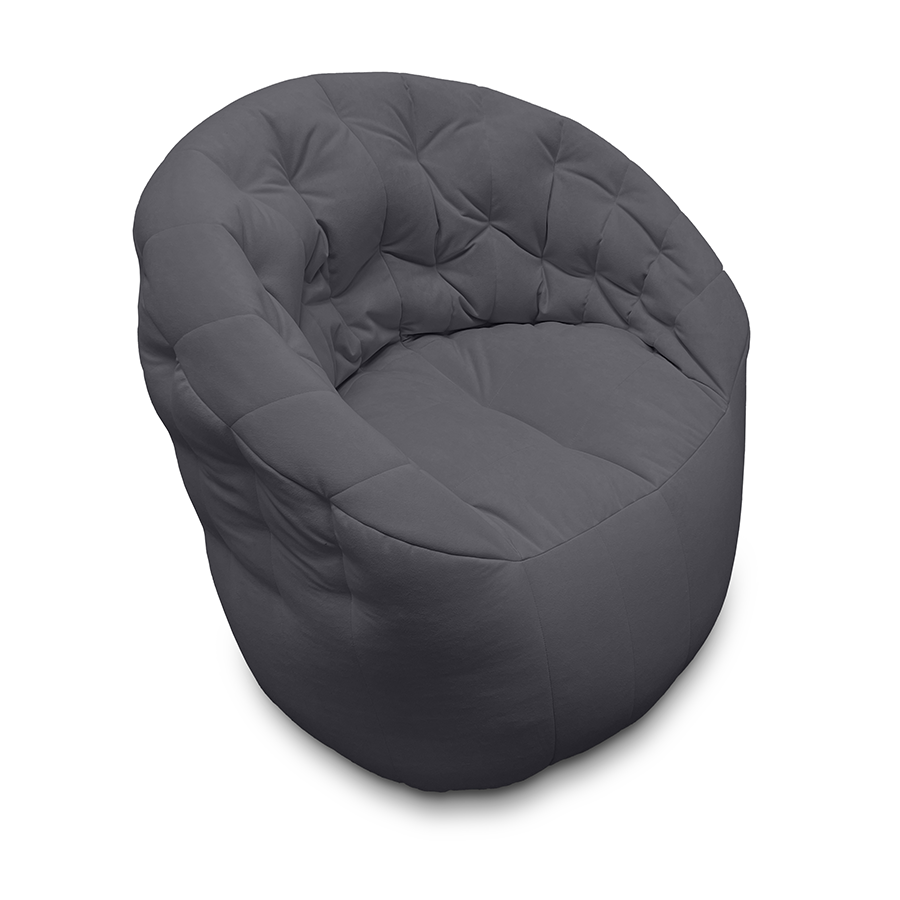 Купить лёгкое бескаркасное кресло Butterfly Light Sofa - Luscious Grey (темно-серый Велюр)