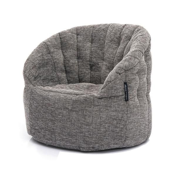 тёмно-серое полукруглое бескаркасное кресло Butterfly Sofa из Sofa Weave для гостиной, домашнего кинотеатра и офиса — крупный план