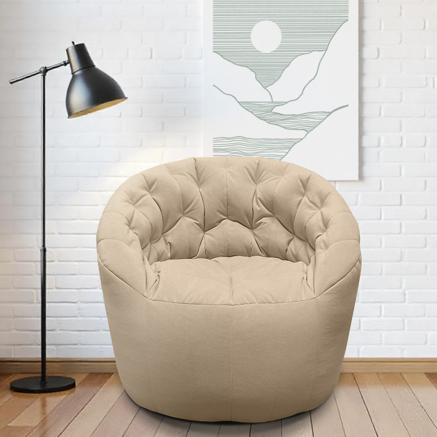 Купить лёгкое бескаркасное кресло Butterfly Light Sofa - Eco Weave (бежевый Велюр)