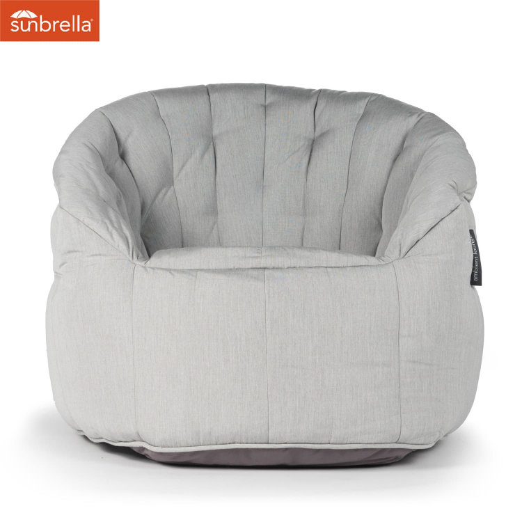 светло-серое полукруглое бескаркасное кресло Butterfly Sofa уличное (Oxford) для гостиной, домашнего кинотеатра и офиса — вид сбоку